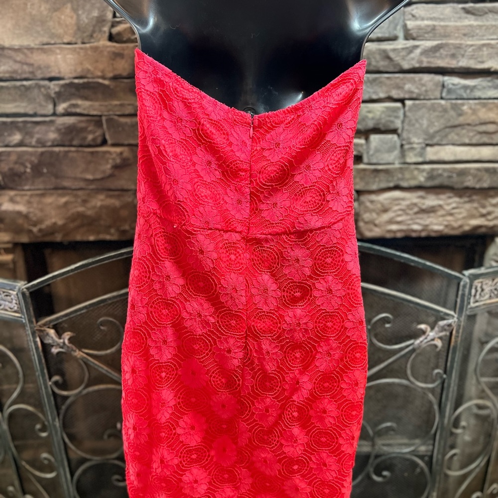 Strapless Coral Cocktail Dress Medium read description - Picture 7 of 14